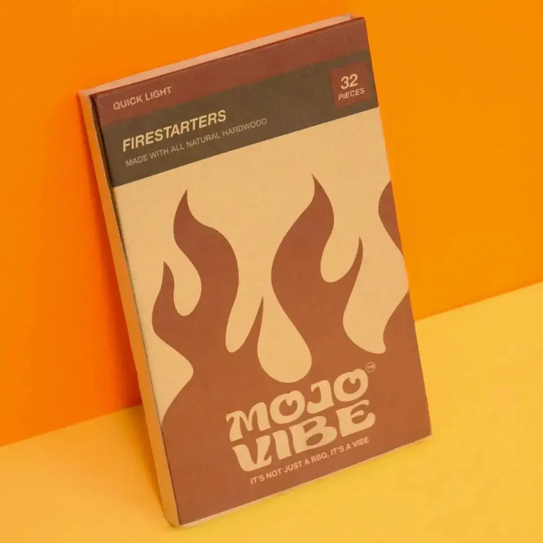 Mojo Vibe firestarters pack with 32 pieces, made from all natural hardwood for quick light