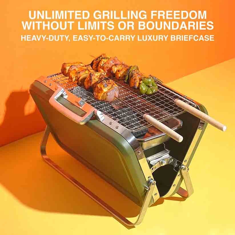 Mojovibe Heavy Duty Portable Charcoal BBQ Grill - Green